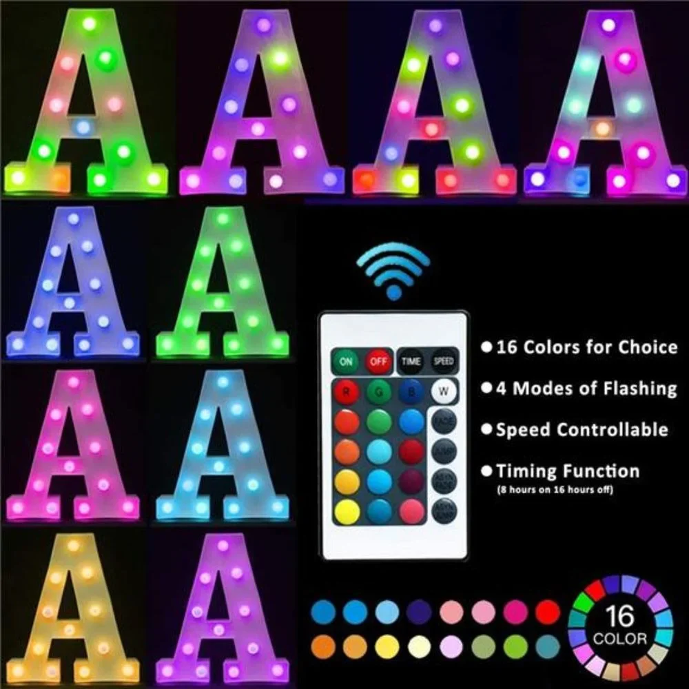Colorful LED Marquee Letter Lights with Remote – Party Bar Letters with Lights
